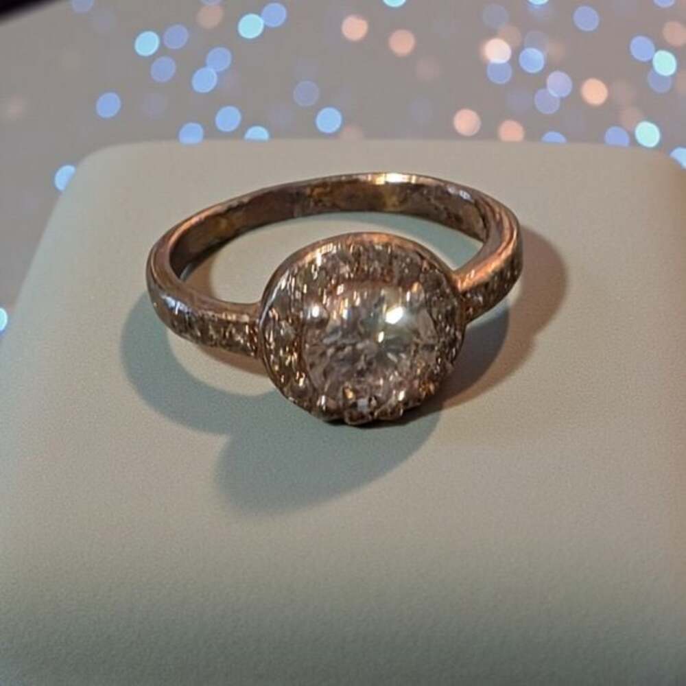 Rose Gold  Halo Solitaire Ring